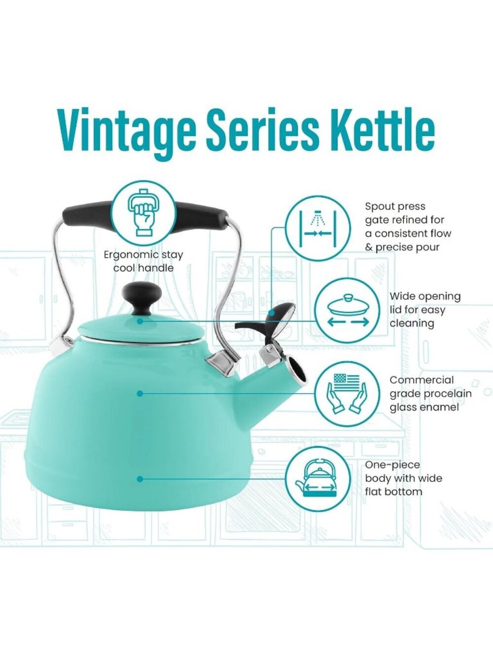 Tomato Bisque Kitchen Whistling Tea kettle 1. 7Quart Enamel Stainless Steel Pot - Picture 2 of 6